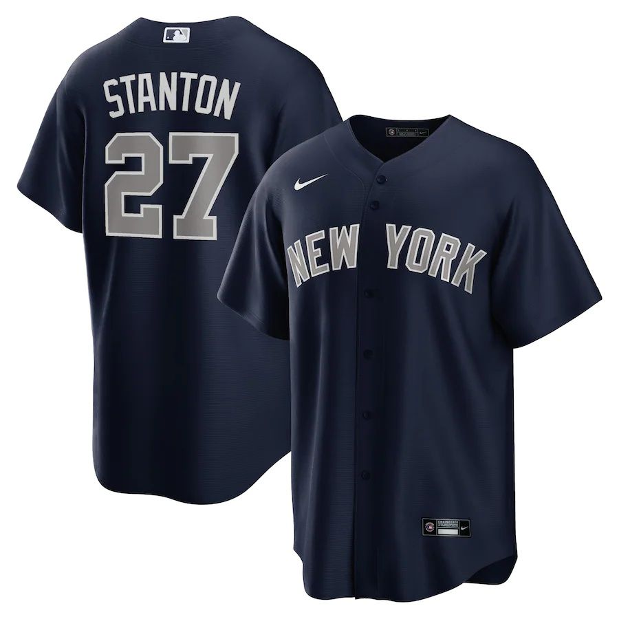 Mens New York Yankees 27 Giancarlo Stanton Nike Navy Alternate Replica Player MLB Jerseys